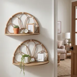 Ec S/2 11/13" Arched Flower Wall Shelves,brown