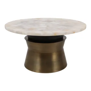 30x16\" Agate Top Metal Base Coffee Table, White/go