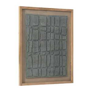 28x35 Paper Mache Wall Art Framed Glass, Dk Gray