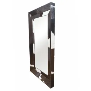 42x23\" Hair On Hide Cow Print Mirror, Brown/white