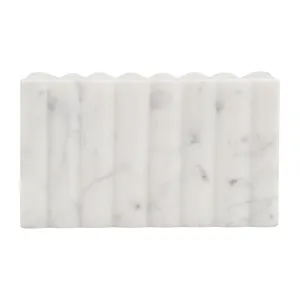 Ec 7x4" Marble Ridged Box, White