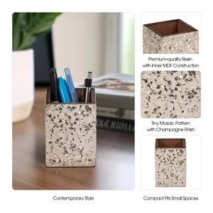 3x4 Crackle Pencil Cup, Champagne