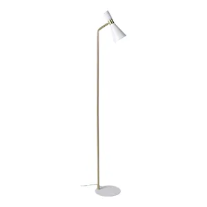 60" Metal Floor Lamp, White/gold