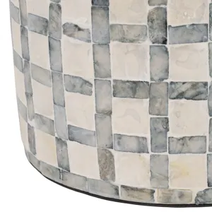 12x8\" Capiz Plaid Vase, Ivory Multi