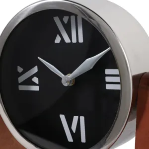 9x8\" Clock On Wood Base, Natural/silver