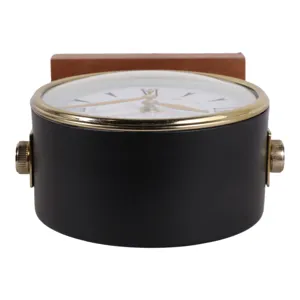 9x7\" Round Clock On Wood Base, Multi