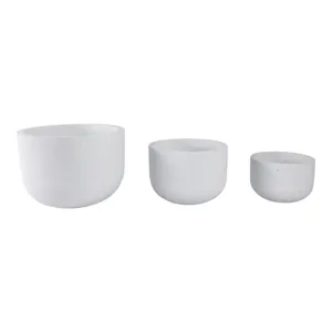S/3 9/12/15\" Rounded Cement Planters, White