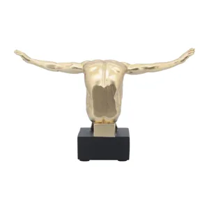 Resin, S/2, 6''h,  Man Sculpture Bookend, Gold