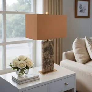 26x16\" Rectangle Marble Lamp, Light Brown