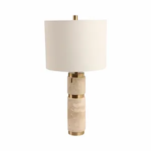 26x13\" Travertine Lamp With 2 Pulls, Tan