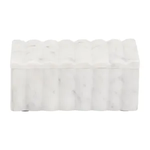 Ec 7x4" Marble Ridged Box, White