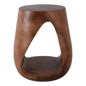 18x16" Open Cut-out Wood Accent Table, Brown