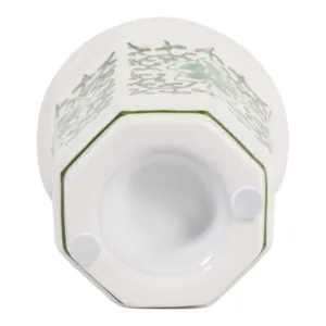 4\", 6oz Fluted Chinoiserie Candle, Green/white