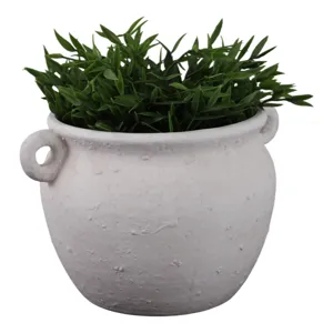10\" Textured Stoneware Jug Planter, White