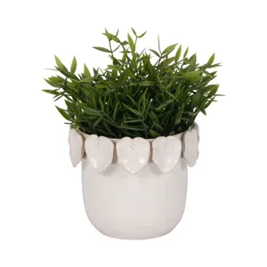6\" Leaf Applique Planter, Cream