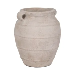 Terracotta, 16\" Mini Handle Jug Vase, Ivory