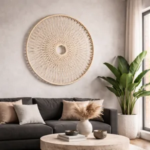 Ec Wicker, 36", Round Wall Accent, Natural