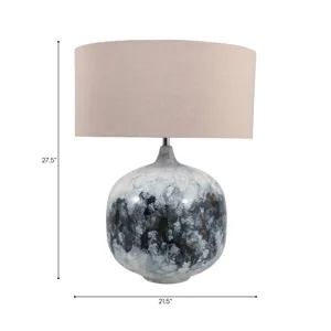 28x22\" Metal Base Table Lamp, Blue Multi