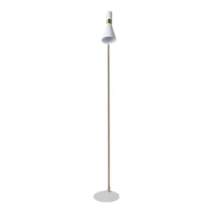60\" Metal Floor Lamp, White/gold