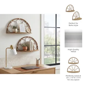 Ec S/2 11/13" Arched Flower Wall Shelves,brown