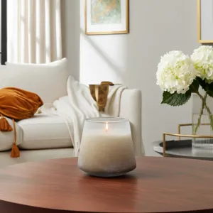 5\" 14 Oz White Gardenia Ombre Glass Candle, Multi