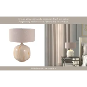 28x22\" Metal Base Table Lamp, Ivory