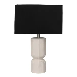 22" Fluted Cylinder Table Lamp, White/black