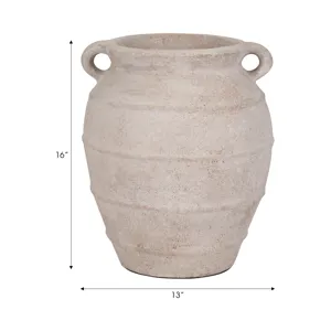 Terracotta, 16\" Mini Handle Jug Vase, Ivory