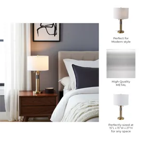 27x15\" Metal Lamp With 2 Pulls, Gold