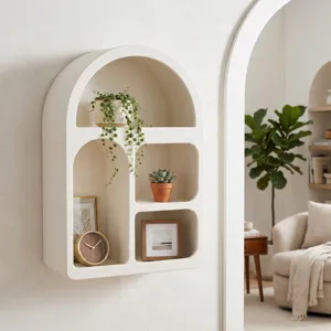 Ec 24\" Arch Rough Finish Wall Shelf, White