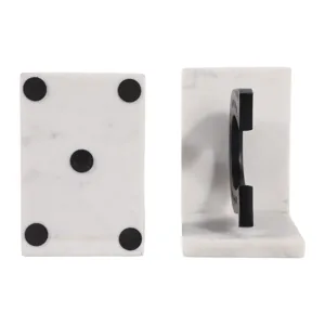 S/2 6\" Horseshoe Bookends On Marble, Black/white