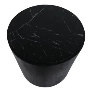 18x18 Marble Inlay Rnd Accent Table, Blk/wht
