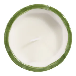 4\", 6oz Fluted Chinoiserie Candle, Green/white