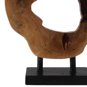 19x14" Open Wood Disc On Stand, Brown/black