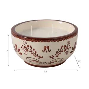 6\" 10 Oz Coffee Hand Painted Candle, Brown/ White