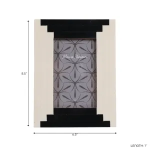 4x6" Art Deco Resin Photo Frame, Black/ivory