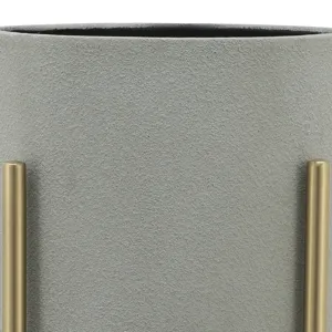 S/2 Planter On Metal Stand, Putty/gld