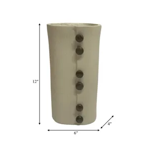 Ecomix, 12\" Button Vase, Ivory
