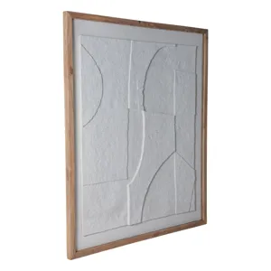 39x47" Paper Mache Wall Art W/wooden Frame /glass