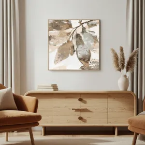 40x40\" Handpainted Fall Leaves, Brown