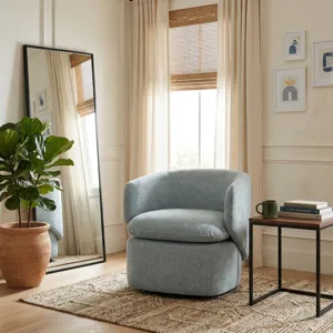 31x30" Modern Swivel Accent Chair, Light Blue