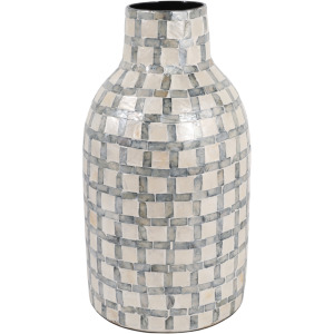 16'' Ivory Capiz Plaid Vase