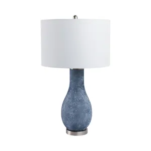 29x17\" Frosted Glass Teardrop Table Lamp, Dark Blu