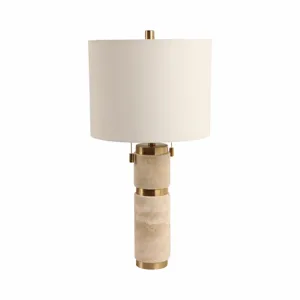 26x13" Travertine Lamp With 2 Pulls, Tan