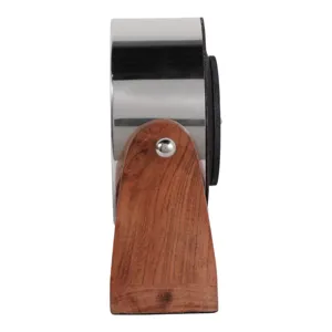 7x7\" Clock On Wood Base, Natural/silver