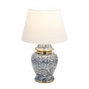 Ceramic 19" Chinoiserie Table Lamp, Blue/gold