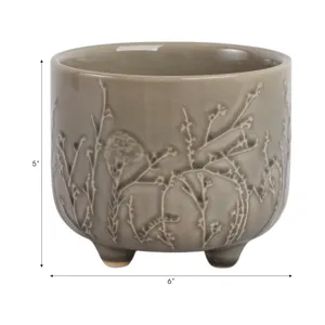 6\" Flower Branches Planter, Cream