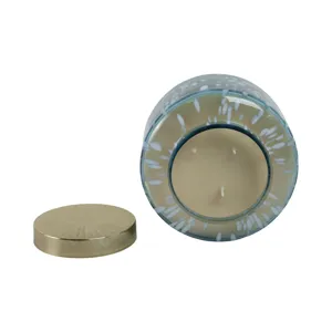 7\" 71 Oz Jasmine Speckle Lidded Candle, Blue/gold