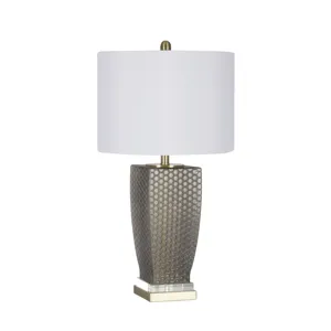 Glass 29" Honeycomb Texture Table Lamp, Sage Green