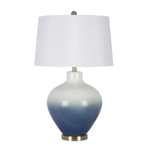 Ceramic 30" Jug Table Lamp, White/blue
